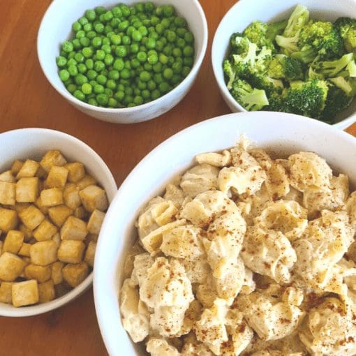 Why plant-based? Launching our sustainable Autumn + Winter 2021 menu Lunch at Sustainable Play Preschool: Creamy cauliflower pasta shells with broccoli, peas and baked tofu nuggets