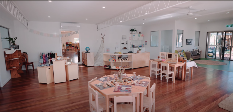 open floor plan rooms sustainable play preschool